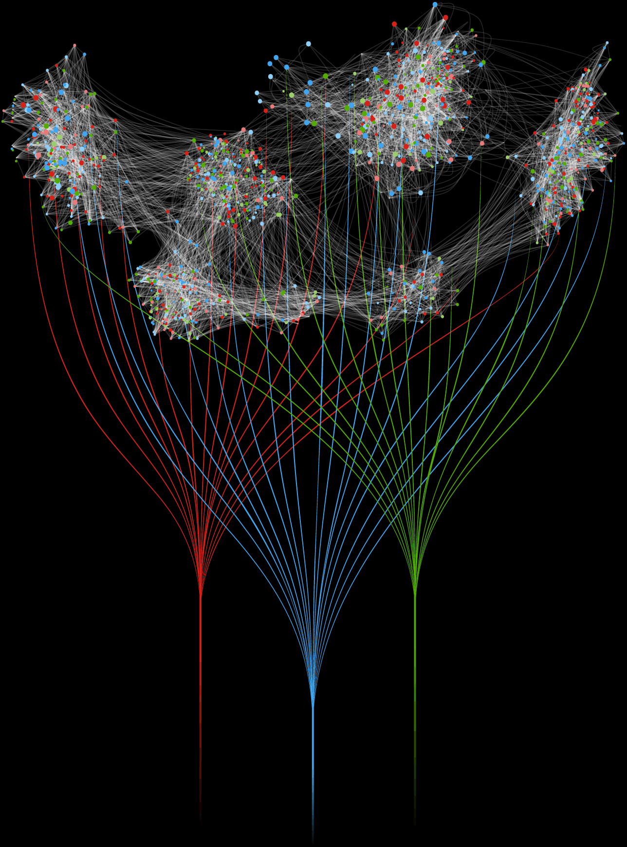 A galaxy-like image of multi-colored metaphorical data connections.