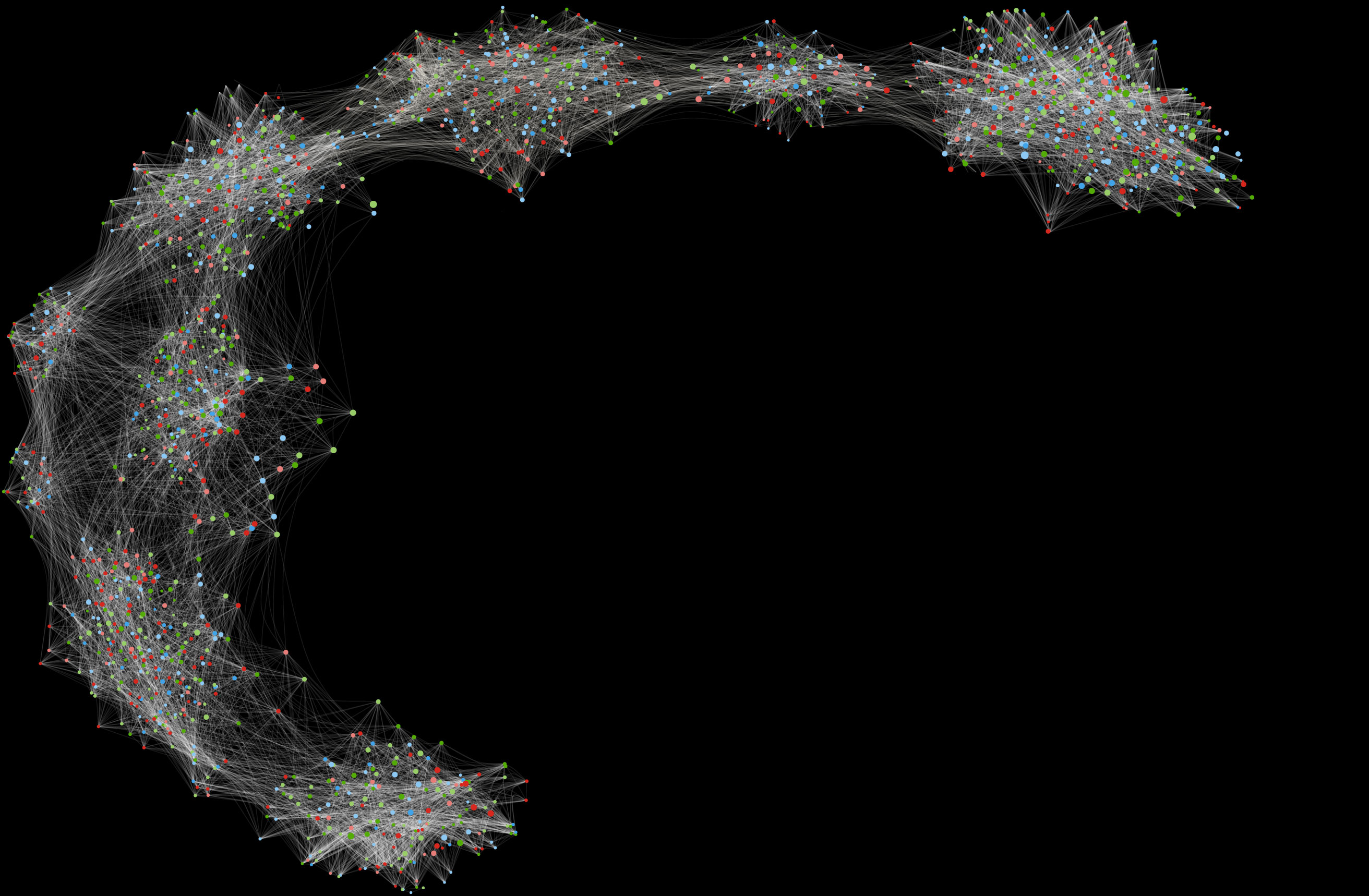 A galaxy-like image of multi-colored metaphorical data connections.