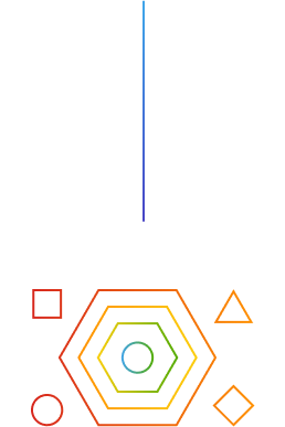 A multi-colored geometric icon symbol.